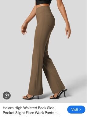 HALARA Brown High-Rise Slight Flare Work Pants